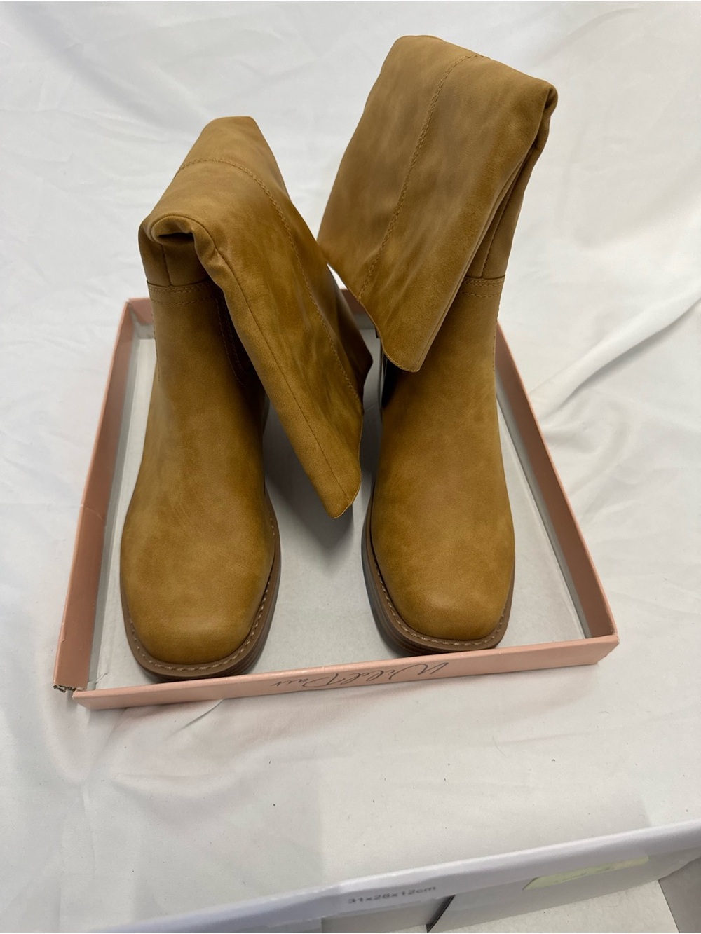 Wild Pair Knee High Heeled Boots in Tan